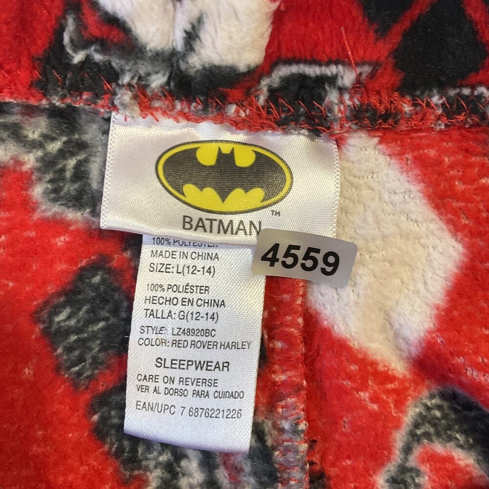 DC Comics Women Sleepwear L (12-14) Red Pajama Pants Graphic Fleece 29” Batman - Picture 2 of 8